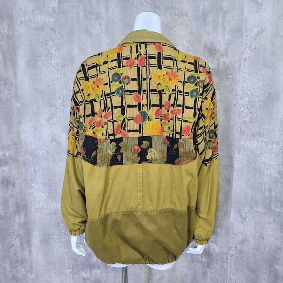 Vintage 90s Abstract Textured Knit Cotton Lined Drawstring Jacket‎ Streetwear - Picture 5 of 8